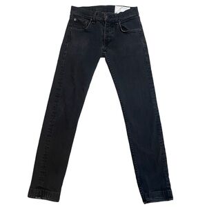 RAG & BONE Black Denim Jeans sz 29 fit 1 skinny leg button fly light‎ stretch